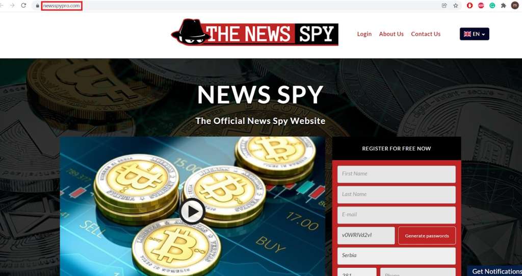 news spy pro frontpage