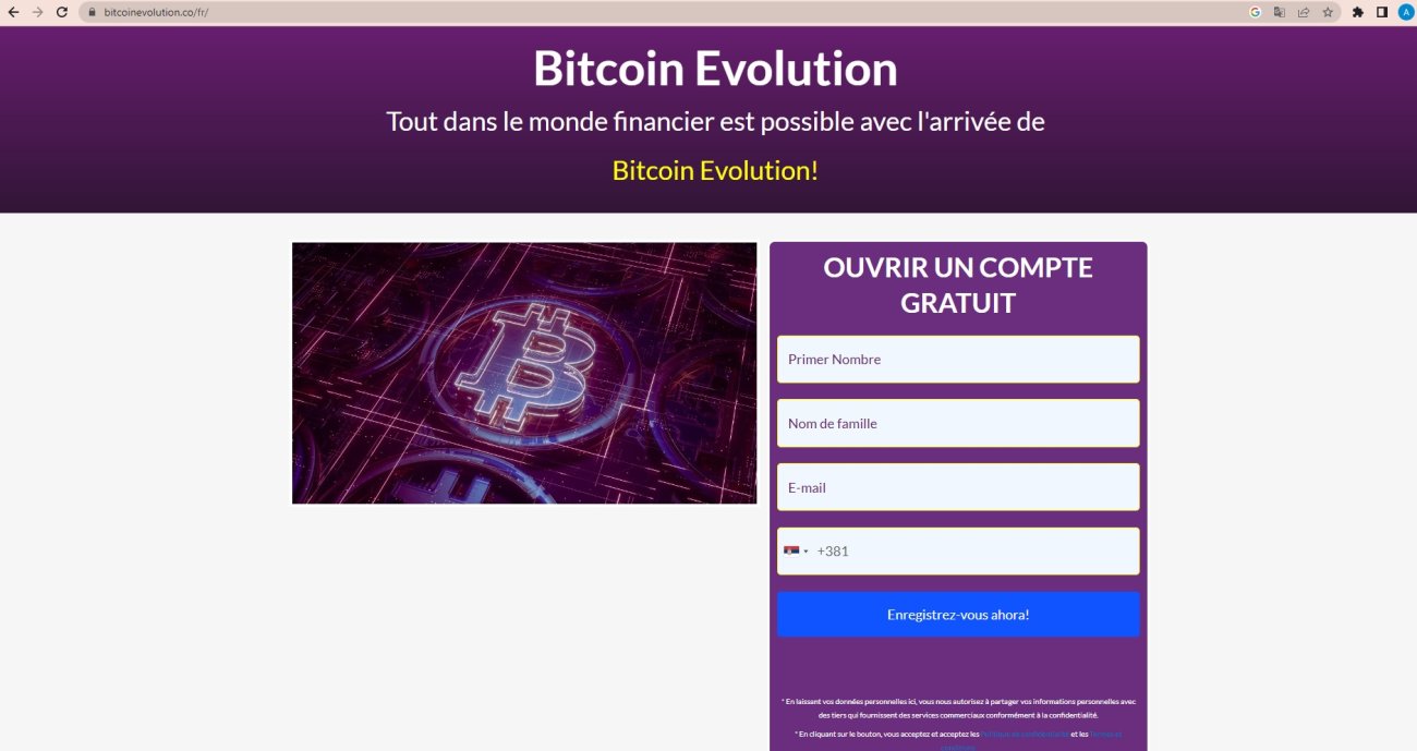 Bitcoin Evolution website