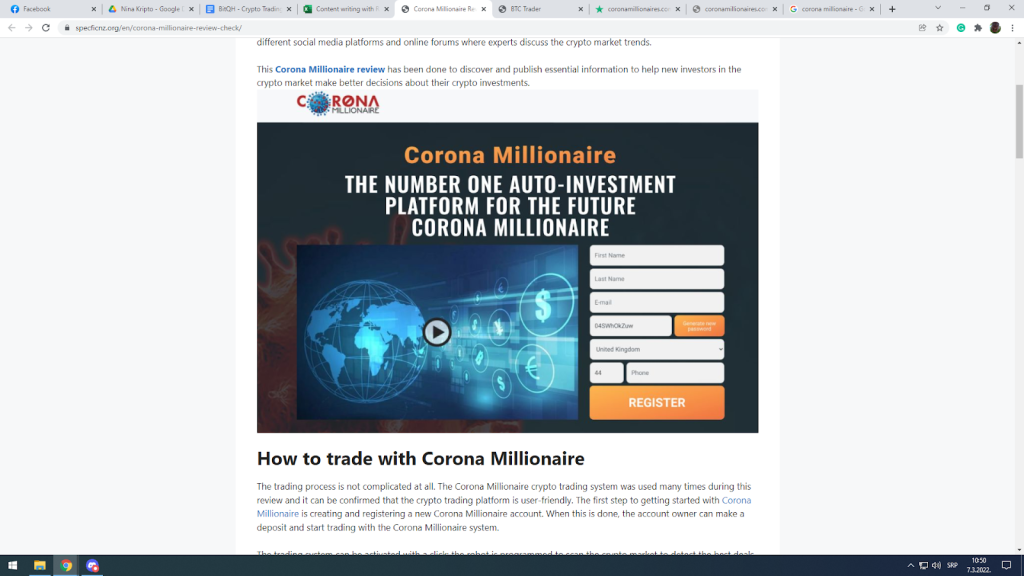 site Corona Millionaire