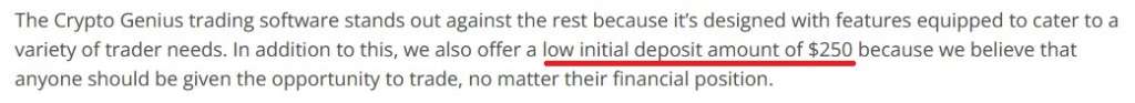 Deposit $250 at Crypto Genius 