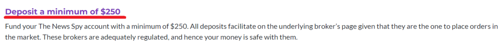 Minimum deposit $250