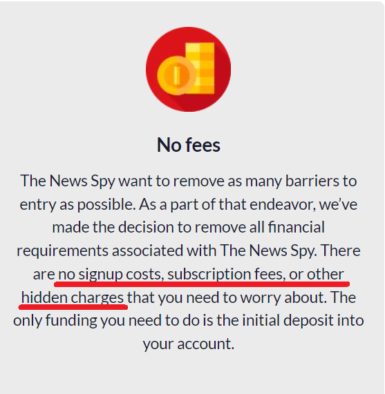 no fees of The News Spy