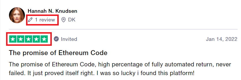 Fake Trustpilot Reviews of Etherium Code