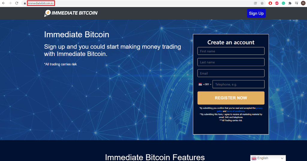 Immediate Bitcoin website