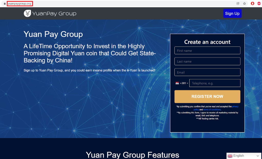Yuan Pay Group website