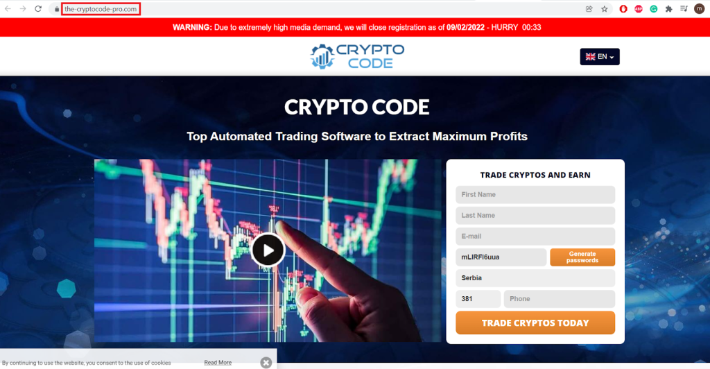 first Crypto Code website