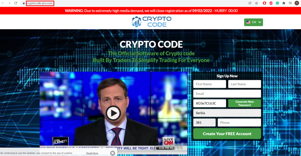 second three Crypto Code website