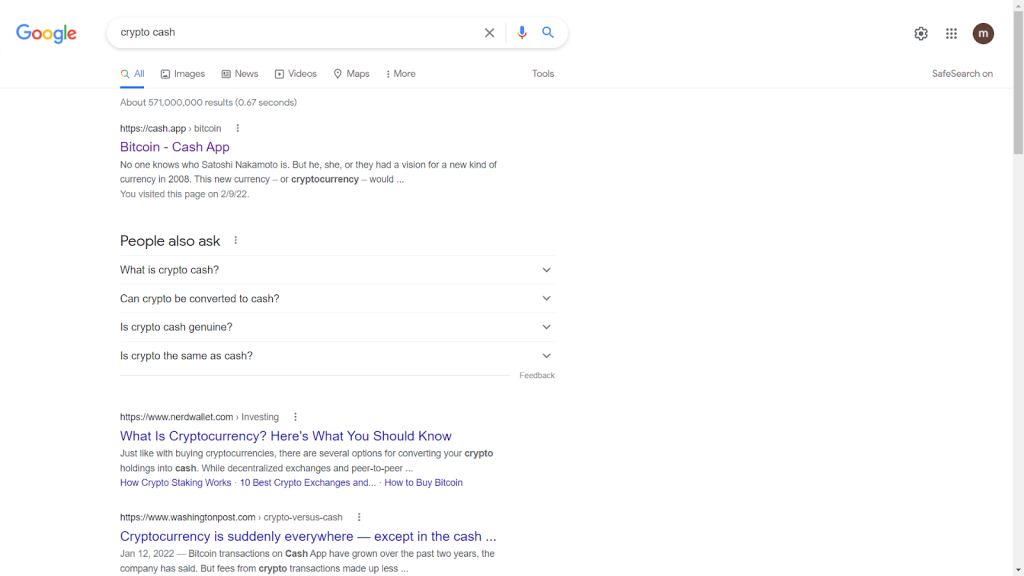 Trying to find Crypto Cash in Google