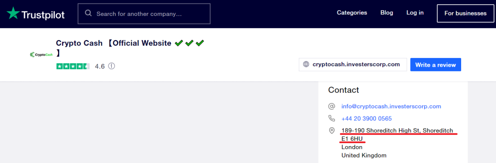 Crypto Cash on Trustpilot