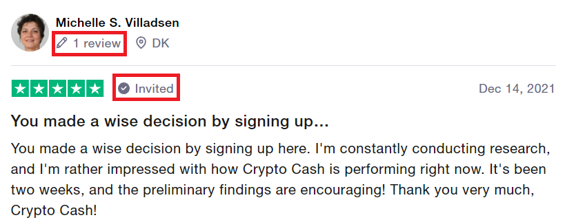 Fake Trustpilot Reviews of Crypto Cash