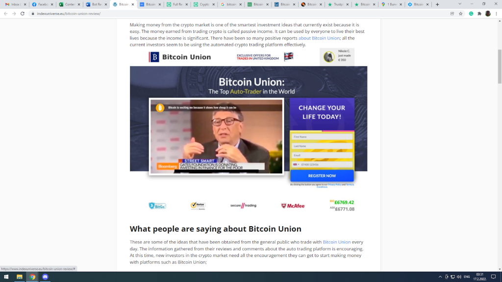 IndexUniverse about Bitcoin Union