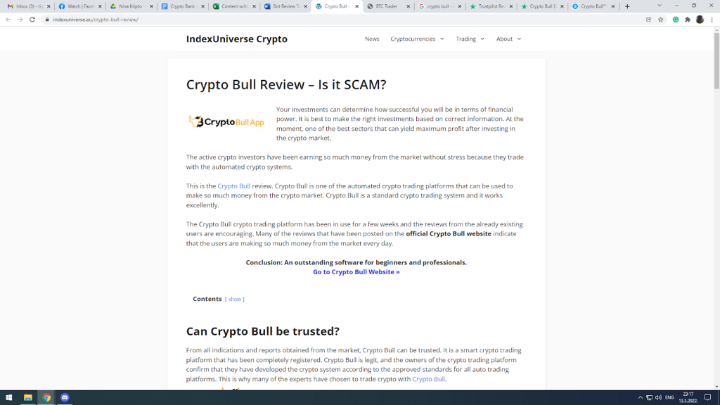 Index Universe review of Crypto Bull