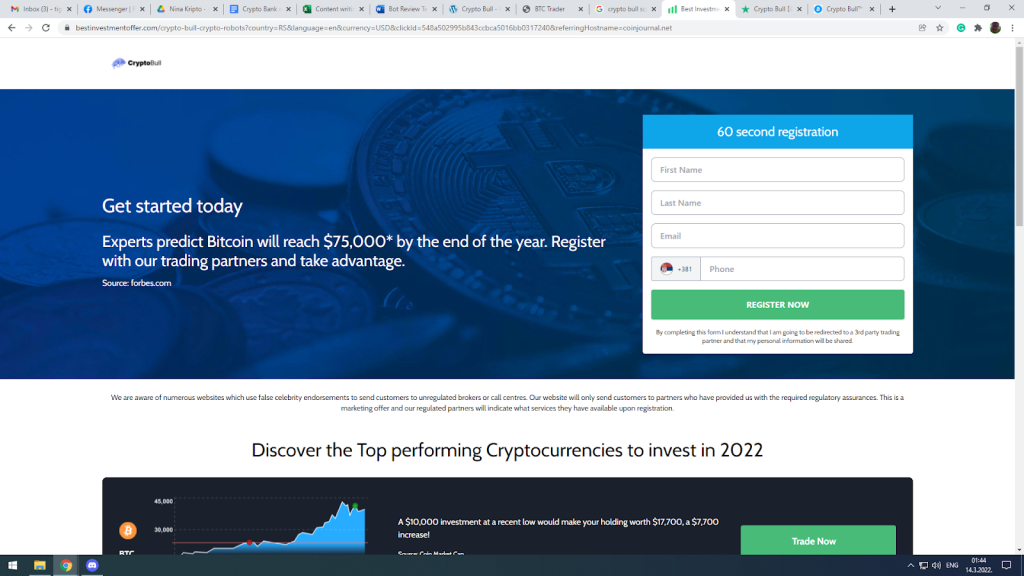 Crypto Bull works via review websites