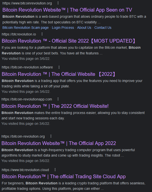 The Websites of Bitcoin Revolution