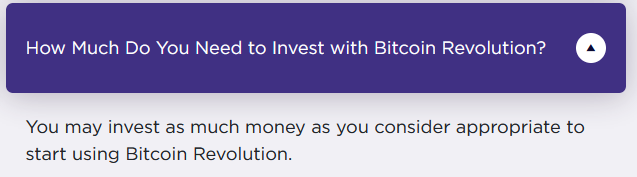 how much is investment to Bitcoin Revolution