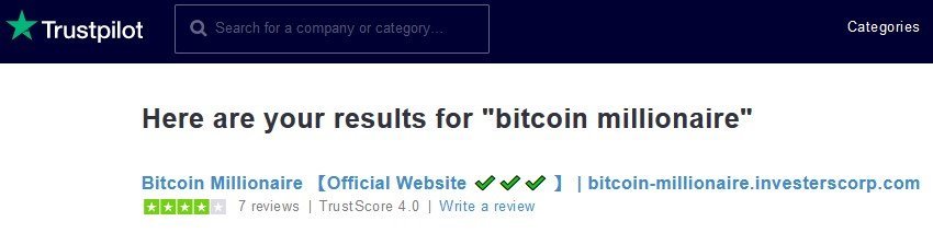 Trustpilot about Bitcoin Millionaire