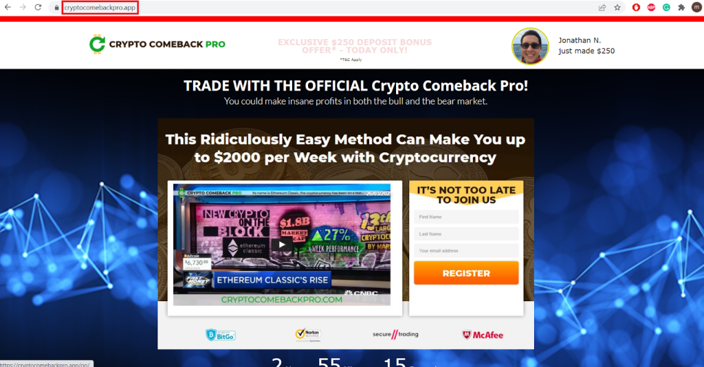 Crypto Comeback Pro 1st site