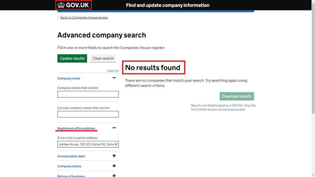 no company in the UK’s government database