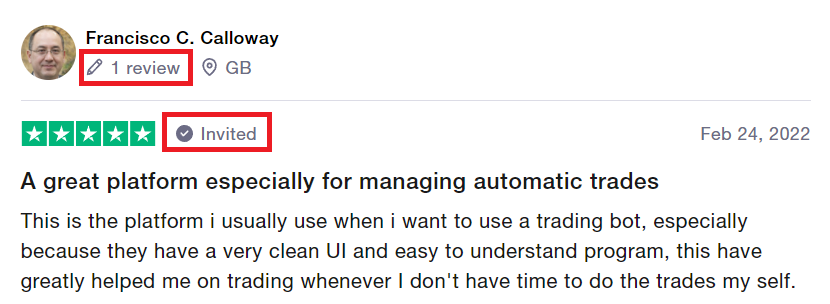 Fake Trustpilot Review of Francisco Calloway