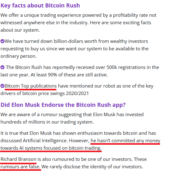 Key facts about Bitcoin Rush bot