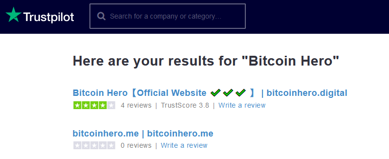 Reviews On Trustpilot about Bitcoin Hero