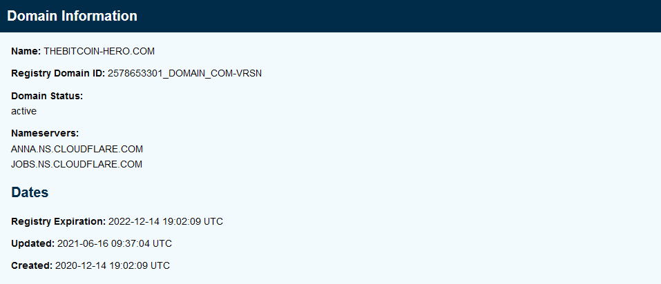 Bitcoin Hero domain information