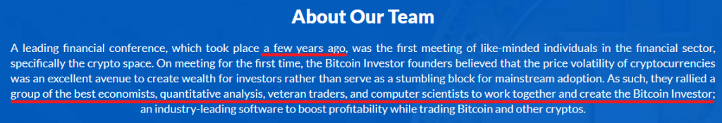 about team of Bitcoin Investor 