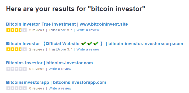 Trustpilot about Bitcoin Investor 