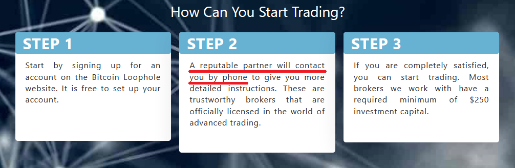 we have to be contacted by a person to engage in crypto trading