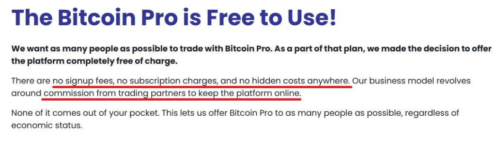 Bitcoin Pro is completely free