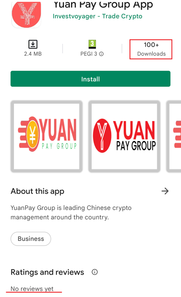 100+ downloads of Yuan Pay app