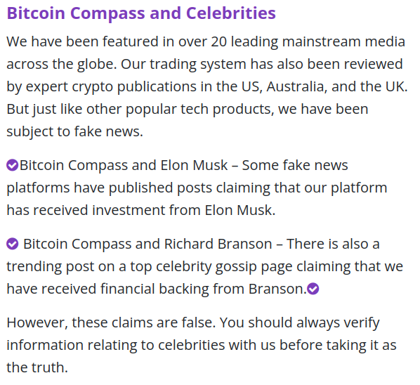 Bitcoin Compass and Celebrities