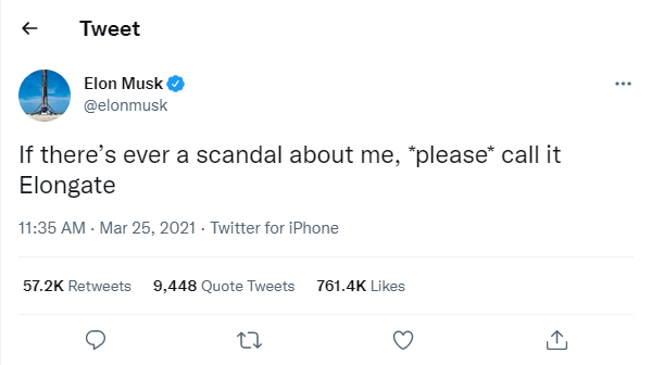 Tweet by Elon Musk