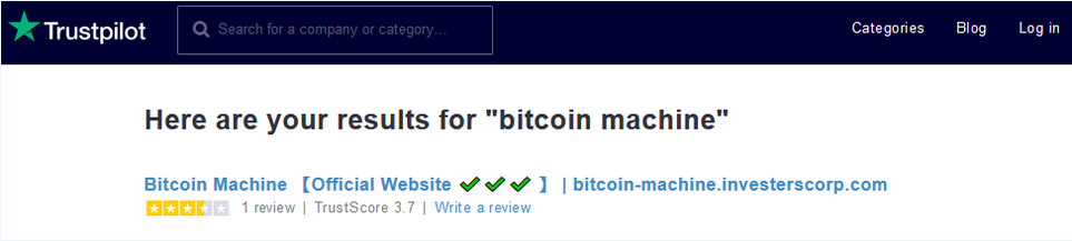 Trustpilot reviews for Bitcoin machine