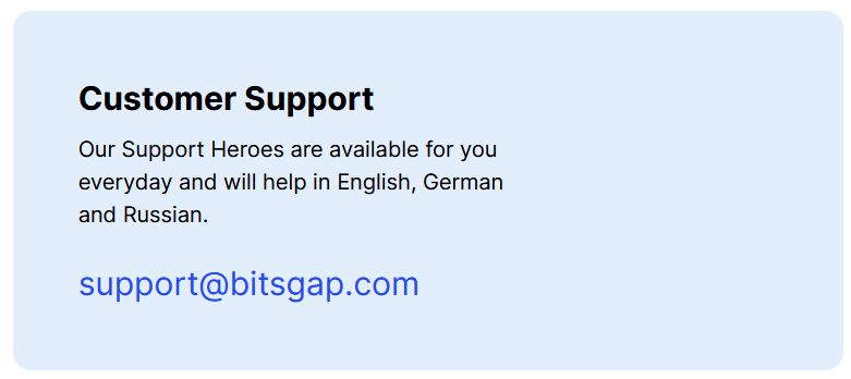 Bitsgap customer support