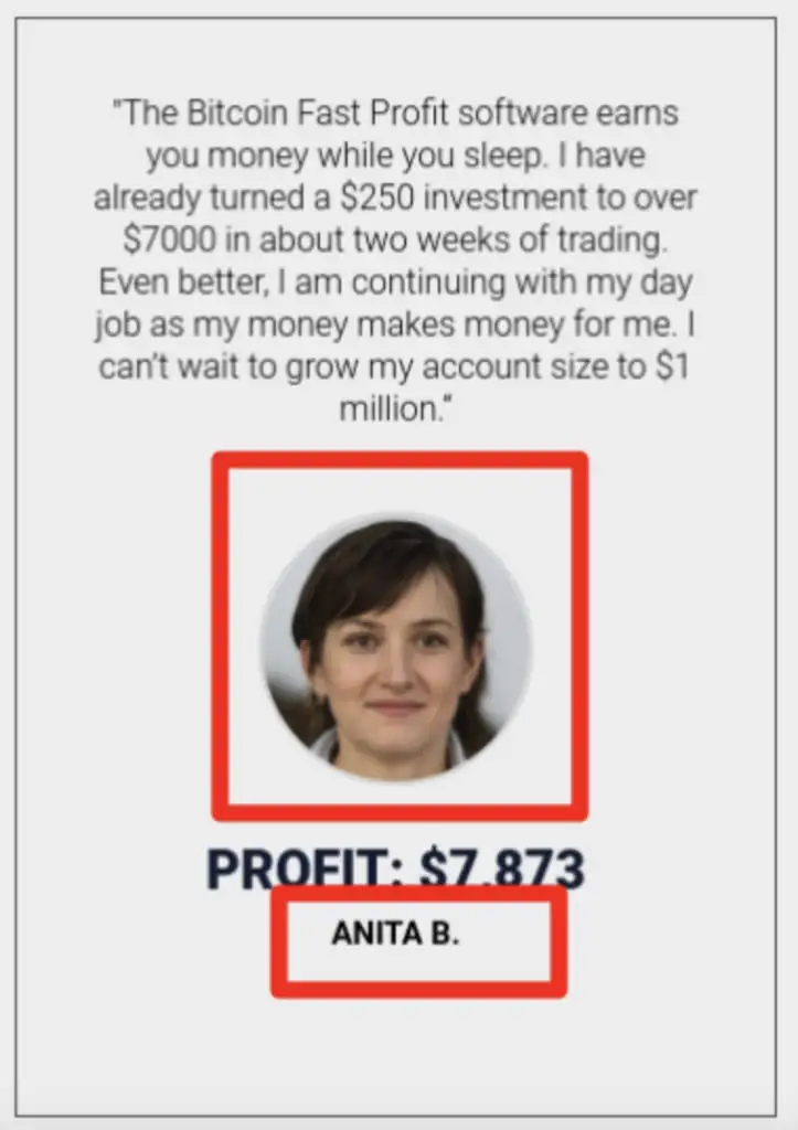 Anita B. from Bitcoin Fast Profit’s website