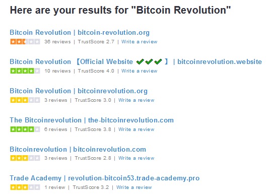 Trustpilot reviews of Bitcoin Revolution